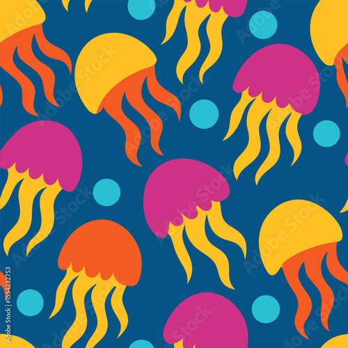 seamless pattern of jellyfish