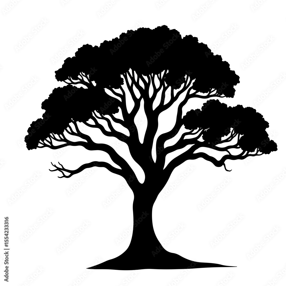 Fototapeta premium Silhouette of a wise old tree aging gracefully, nature's beauty