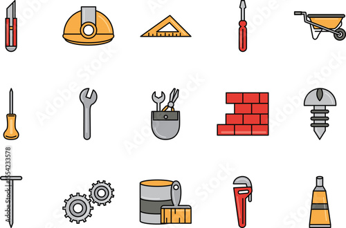 Construction Icon Set A Comprehensive Collection of Building Tools and Equipment Icons