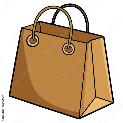 Brown paper shopping bag with rope handles vector illustration