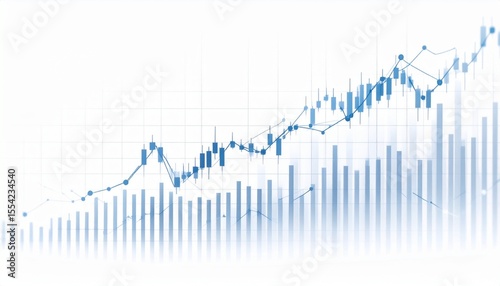 Stock Market Growth Chart with Business Analytics on White Background