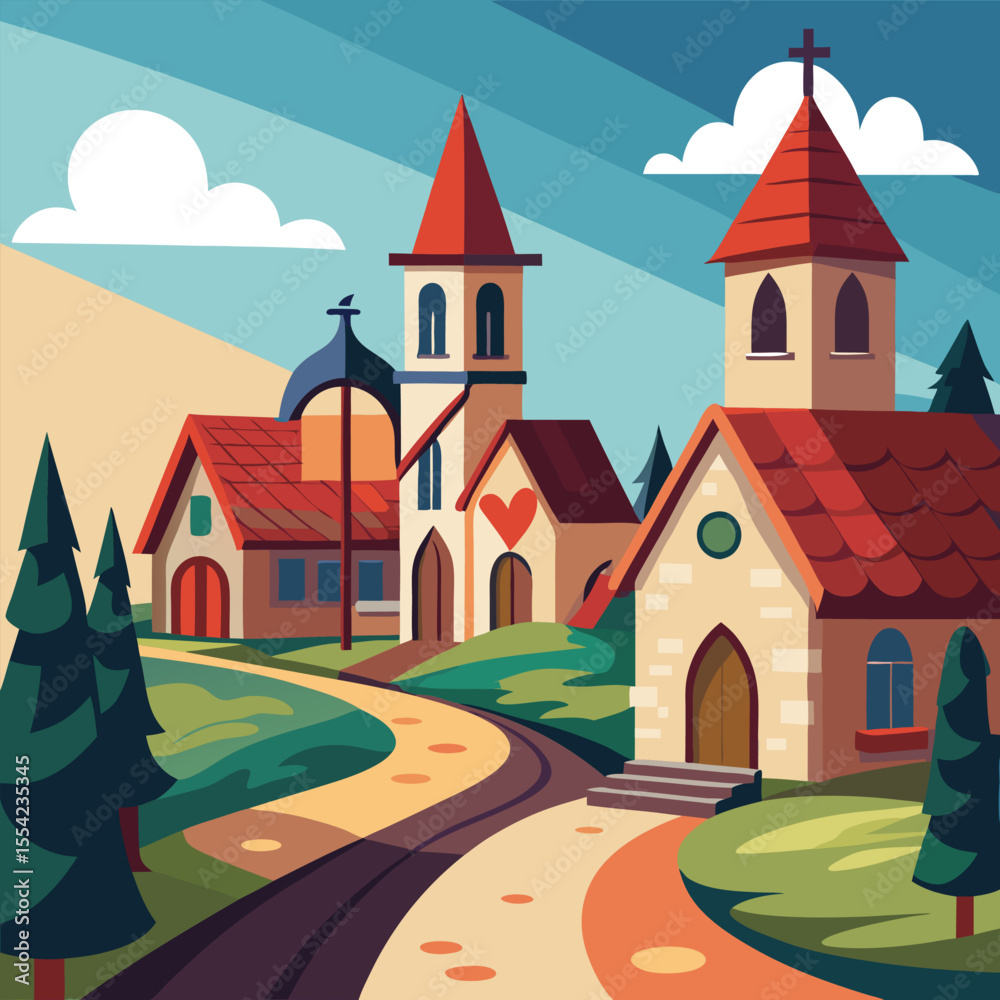 Naklejka premium vector illustration of church
