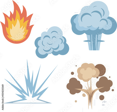 Cartoon Explosion and Fire Effects  Illustrations for Animation and Comics