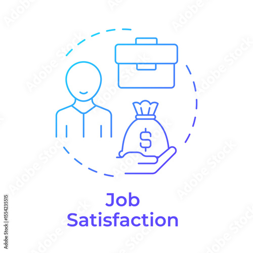 Job satisfaction blue gradient concept icon. Money payment, salary. Company employee, worker. Round shape line illustration. Abstract idea. Graphic design. Easy to use in article, blog post