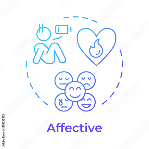 Affective blue gradient concept icon. Employee mood, psychology. Burnout syndrome, exhaustion. Round shape line illustration. Abstract idea. Graphic design. Easy to use in article, blog post