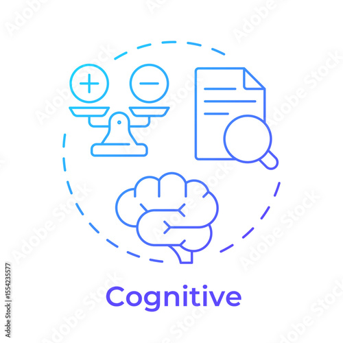 Cognitive blue gradient concept icon. Document verification, paperwork. Work life balance. Round shape line illustration. Abstract idea. Graphic design. Easy to use in article, blog post