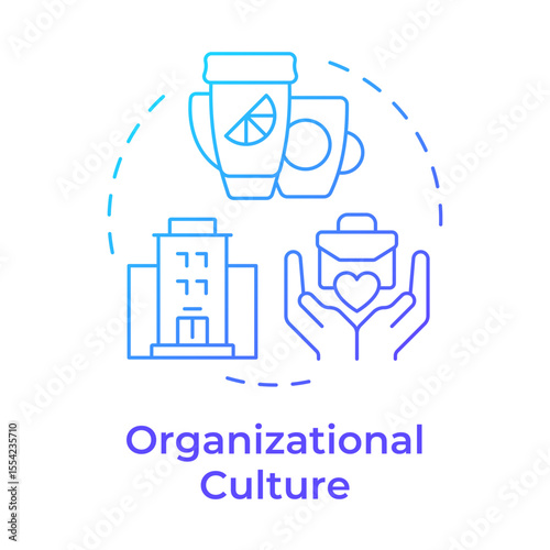 Organizational culture blue gradient concept icon. Work life balance, workplace. Company values. Round shape line illustration. Abstract idea. Graphic design. Easy to use in article, blog post