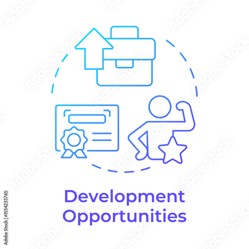 Development opportunities blue gradient concept icon. Employee growth, professional. Business career. Round shape line illustration. Abstract idea. Graphic design. Easy to use in article, blog post