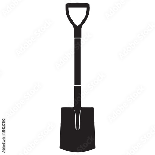 Silhouette image of a shovel on a white background