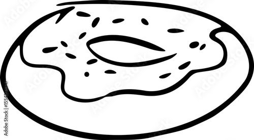 Donut Line Icon | Hand Drawn Breakfast Food Outline