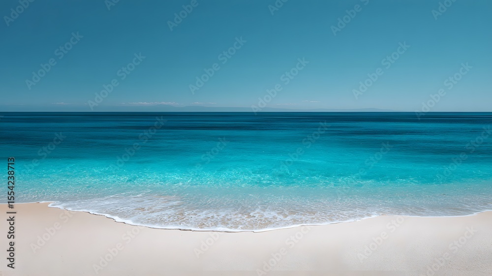 Obraz premium Tranquil beach with crystal clear azure waters and sandy shore