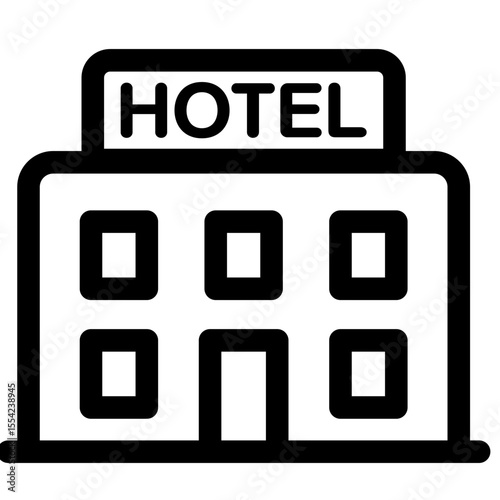 Hotel Line Icon | Accommodation Outline Symbol