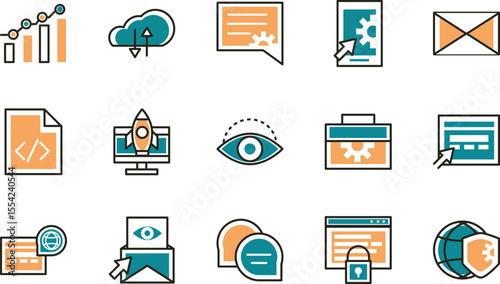 Streamline Your Workflow Essential Icons for Business, Technology, and Data Management