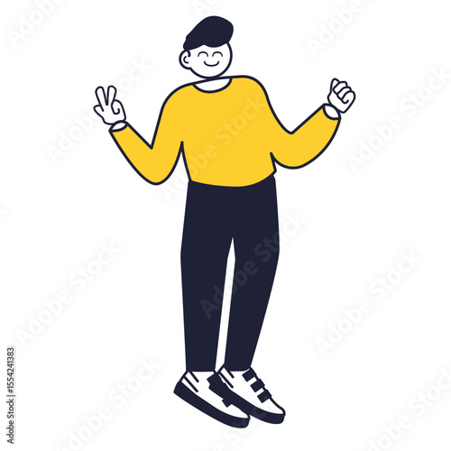 simple character pose 3d icon illustration