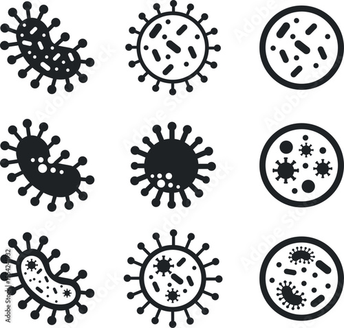 Microbial Vector Icons Bacteria, Viruses, and Microbes - High-Resolution EPS Vector Graphics for Medical, Science, and Educational Designs