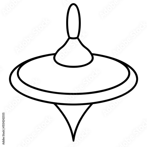 Simple outline drawing of a classic spinning top toy on a white background
