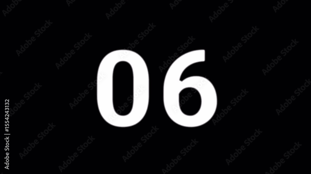 10 to 0 Countdown number white noise effect on transparent background. 4K Videos