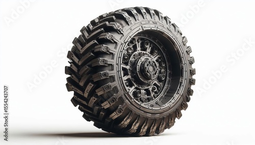 Big wheel on white background. Movement. Magneto wheel. Competition.