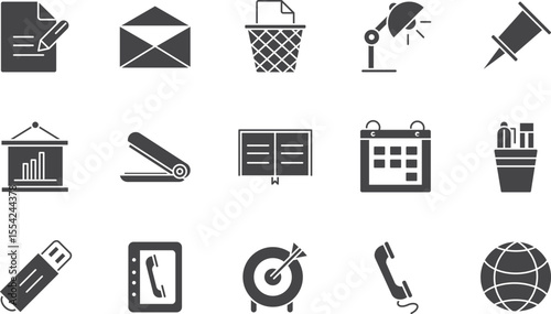 Essential Office Icons A Comprehensive Collection of High-Quality Vector Graphics for Presentations, Websites, and Documents