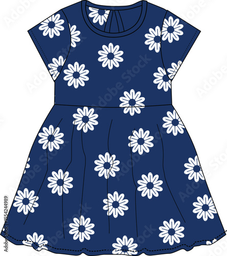 baby girls frocks flower  all over pattern illustrations vector art