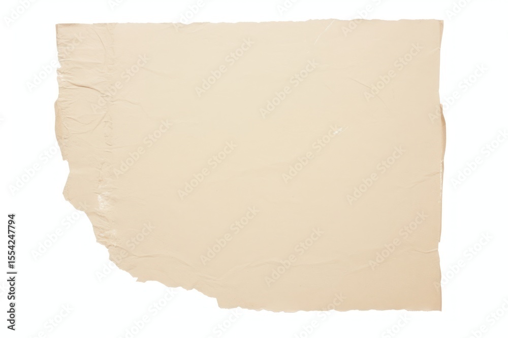 Fototapeta premium Cream paper collage element backgrounds abstract white background.