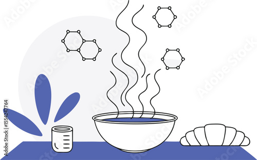 Stylized vector scent particles rising from hot food