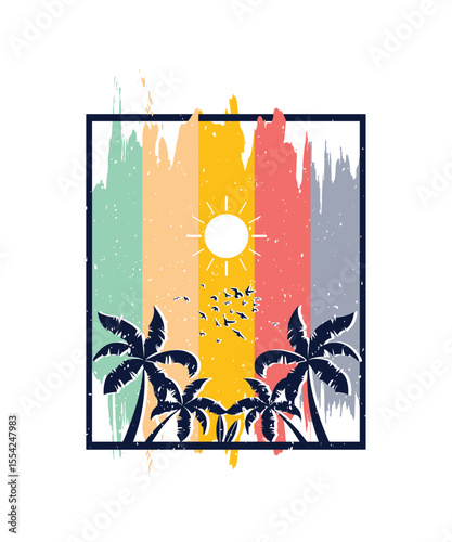 Vibrant Beach T-shirt Design, EPS, VECTOR
