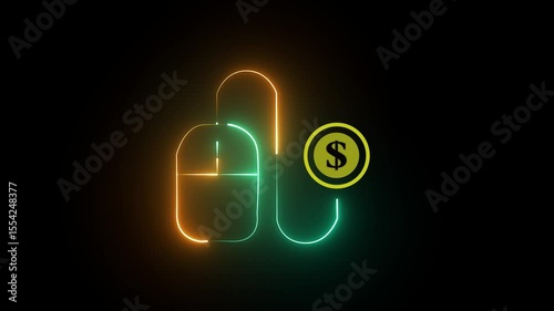 “Pay-Per-Click Concept: Animated PPC Icon Displayed on Virtual Screen for Online Advertising Model”
