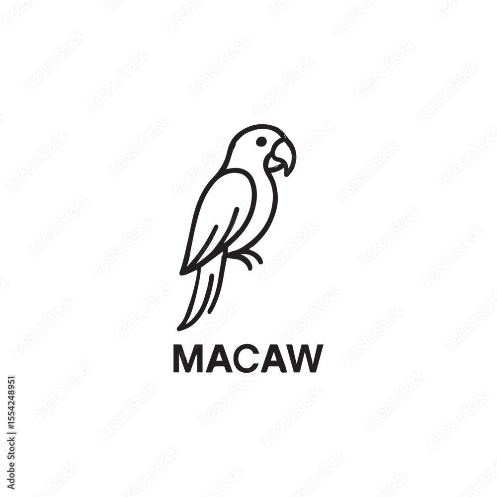 Fototapeta premium Macaw icon vector design art illustration.