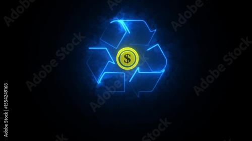 “Sustainable Technology: Businessman Hand Shows Glowing Blue Recycle Eco Symbol for Ecological Waste Management”

