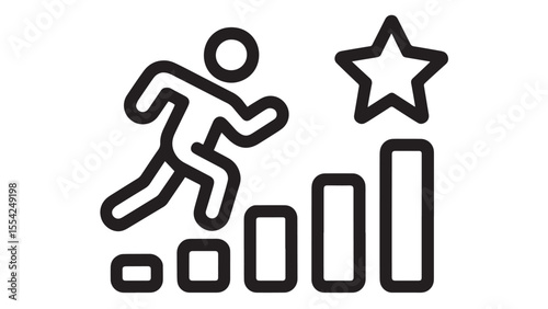 Achieve Success Running Towards Goals, Climbing the Ladder to Success, Reaching for the Star
