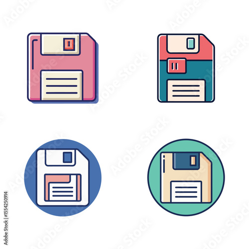 Modern, minimal, save, memory, hard drive set icon logo vector design