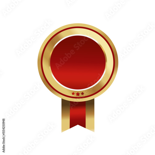 red and gold medal with three star. vector design element.
