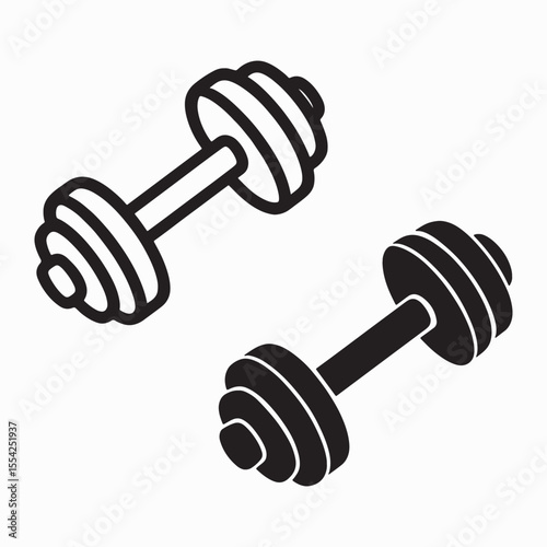 Isolated dumbbells set for heavy gym fitness and bodybuilding training