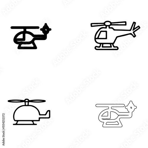 A helicopter vector icon illustrates classic transportation, a red exercise bike, or a retro toy motorcycle with wheels