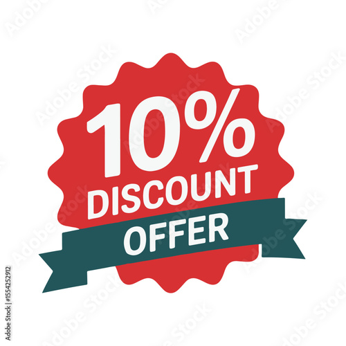 Red starburst graphic with a 10 percent discount offer for sales promotions