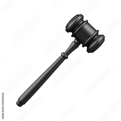 Black gavel isolated on white background