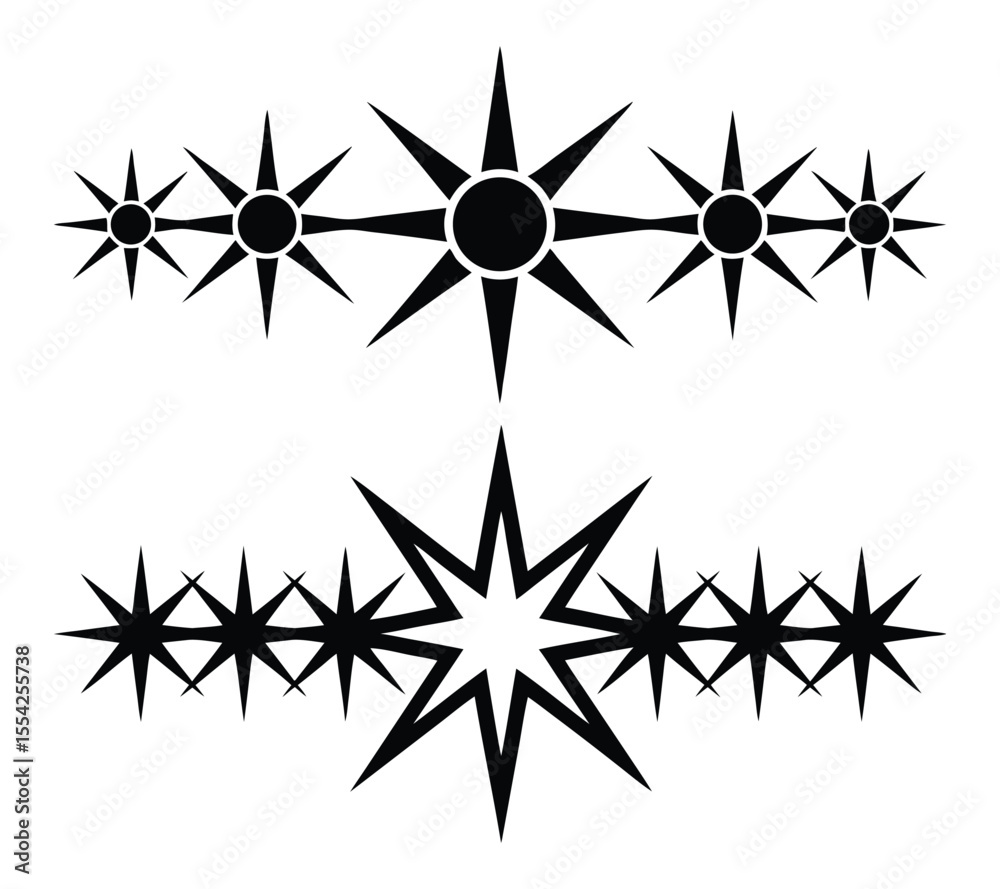 Obraz premium Five Star Rating Symbol Collection, Black Vector Icons for Quality, Review, and Excellence On White Background 