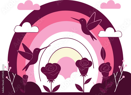 Vector art of a group of happy fruits and vegetables together