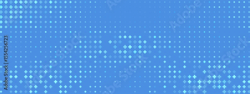 Seamless plus pattern with abstract health theme. Blue medical background for sign and layout use. Digital tech design element. Vector illustration.