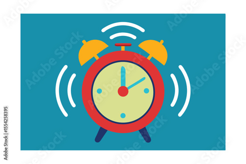 Ringing Cartoon Alarm Clock with Sound Waves