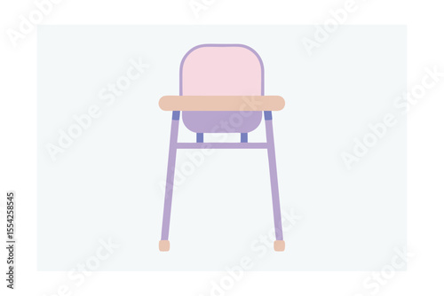 Pastel Cartoon Baby High Chair with Feeding Tray