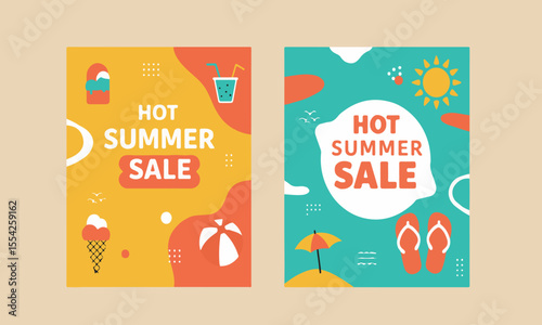 Fun summer flash sale double-page design, ideal for Instagram carousels, marketing flyers, and digital product promotions