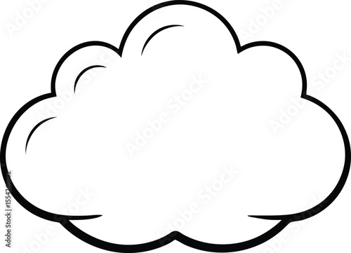 Minimalist Line Art of Fluffy Cartoon Cloud Outline