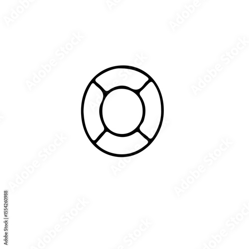 A simple line drawing of a round life preserver on white space