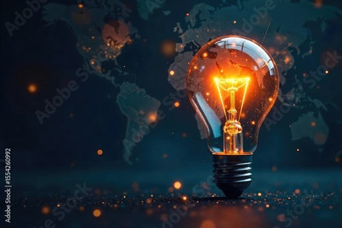 A lightbulb illuminates a network of interconnected nodes, symbolizing the genesis and spread of a brilliant idea, innovation, and its global impact , growth, solution, thinking