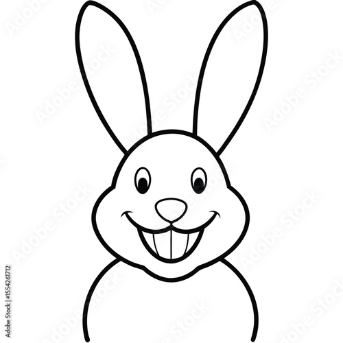 Happy cartoon bunny rabbit with big buck teeth and long ears
