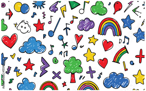 Colorful Children's Doodle Art Background