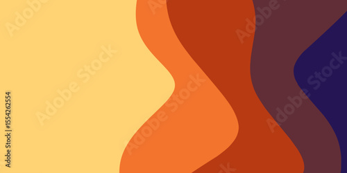 Abstract orange and brown minimalist background with smooth wavy gradient shapes