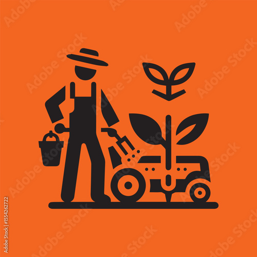 Agricultural firm icon man vector